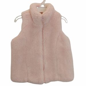 C&C California Girl's Size 5 Youth Pink Fuzzy Vest Zipper